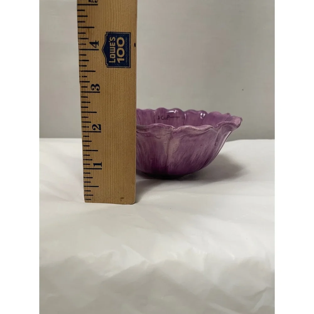 Pier 1 Imports Purple Flower Ceramic 1 Cup Measuring Prep Bowl Dishwasher Safe